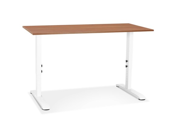 Bureau réglable en hauteur OSMOSE en bois Noyer et métal blanc - 140x70 cm