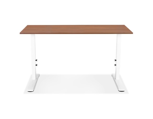 Bureau réglable en hauteur OSMOSE en bois Noyer et métal blanc - 140x70 cm
