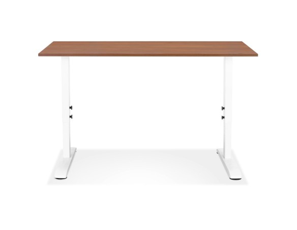 Bureau réglable en hauteur OSMOSE en bois Noyer et métal blanc - 140x70 cm