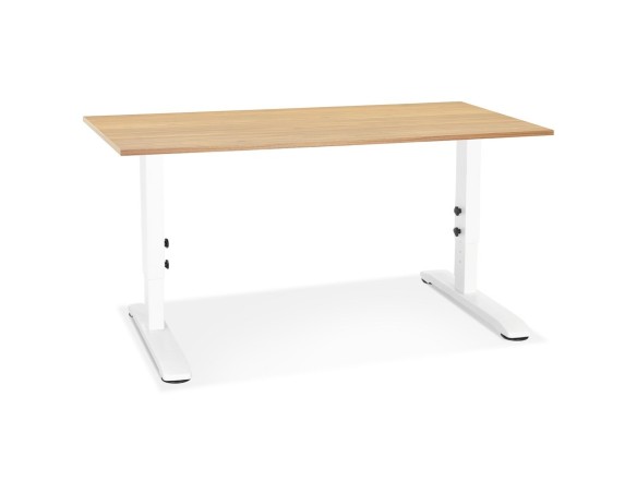 OT02390NAWH 5404028343906 Bureau réglable en hauteur OSMOSE en bois finition naturelle et métal blanc - 140x70 cm