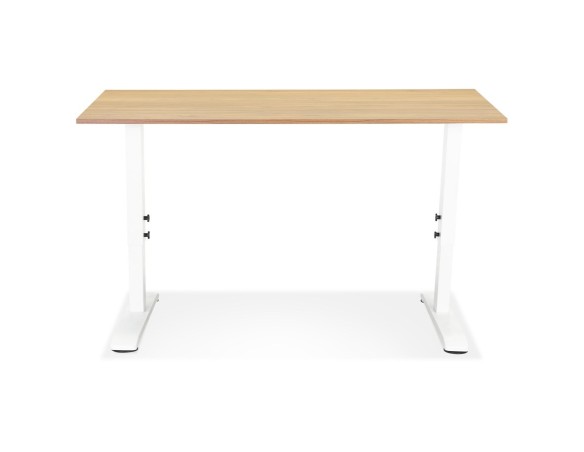 Bureau réglable en hauteur OSMOSE en bois finition naturelle et métal blanc - 140x70 cm