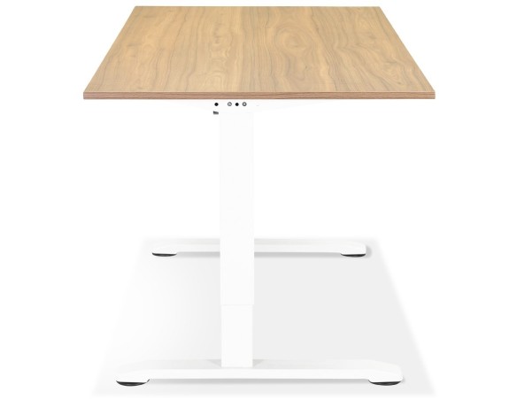 Bureau réglable en hauteur OSMOSE en bois finition naturelle et métal blanc - 140x70 cm