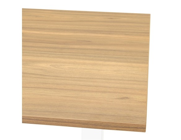 Bureau réglable en hauteur OSMOSE en bois finition naturelle et métal blanc - 140x70 cm