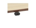 Bureau assis-debout électrique BIONIKavec plateau en bois finition naturelle et pied en métal blanc - 150x70 cm