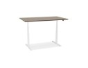 Bureau assis-debout électrique BIONIKavec plateau en bois finition Noyer et pied en métal blanc - 150x70 cm