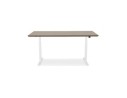 Bureau assis-debout électrique BIONIKavec plateau en bois finition Noyer et pied en métal blanc - 150x70 cm