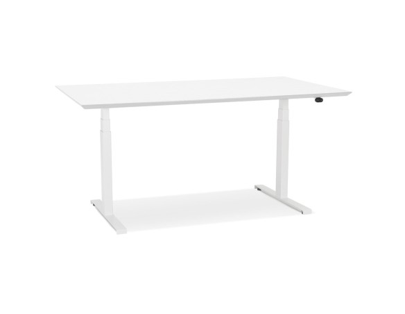 OT01400WHWH 5404028319291 Bureau assis-debout électrique BIONIKavec plateau en bois et métal blanc - 150x70 cm