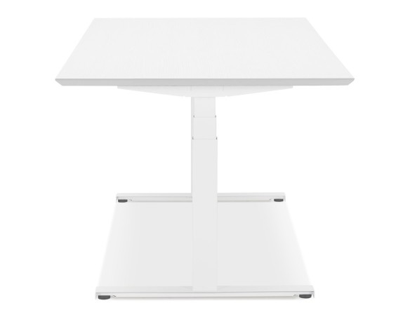 Bureau assis-debout électrique BIONIKavec plateau en bois et métal blanc - 150x70 cm