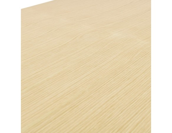 Bureau assis-debout électrique BIONIKavec plateau en bois finition naturelle et pied en métal blanc - 180x90 cm