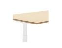 Bureau assis-debout électrique BIONIKavec plateau en bois finition naturelle et pied en métal blanc - 180x90 cm