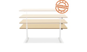Bureau assis-debout électrique BIONIKavec plateau en bois finition Noyer et pied en métal blanc - 180x90 cm