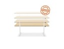 Bureau assis-debout électrique BIONIKavec plateau en bois finition Noyer et pied en métal blanc - 180x90 cm
