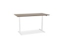 Bureau assis-debout électrique BIONIKavec plateau en bois finition Noyer et pied en métal blanc - 180x90 cm