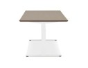 Bureau assis-debout électrique BIONIKavec plateau en bois finition Noyer et pied en métal blanc - 180x90 cm