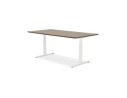 Bureau assis-debout électrique BIONIKavec plateau en bois finition Noyer et pied en métal blanc - 180x90 cm