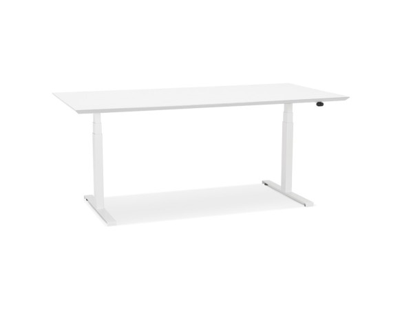 OT01430WHWH 5404028319352 Bureau assis-debout électrique BIONIKavec plateau en bois et métal blanc - 180x90 cm