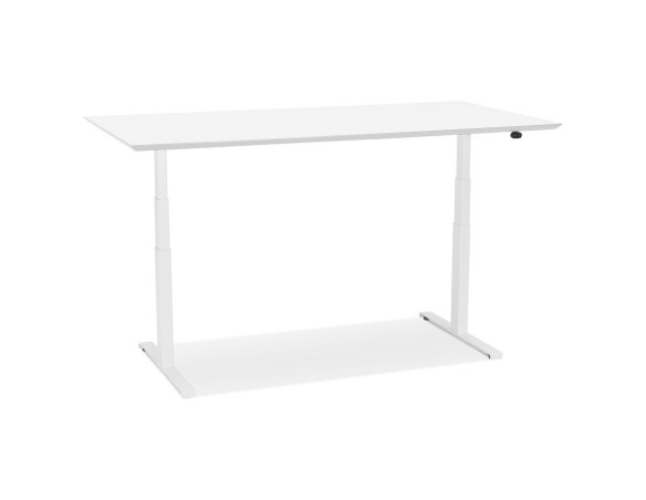 Bureau assis-debout électrique BIONIKavec plateau en bois et métal blanc - 180x90 cm