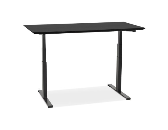 Bureau assis-debout électrique BIONIKavec plateau en bois et métal noir - 150x70 cm