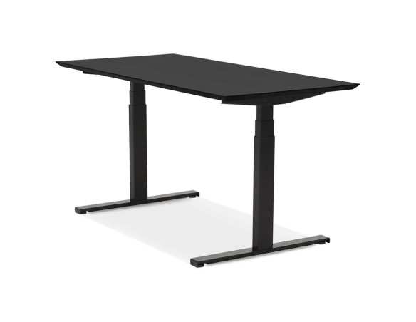 Bureau assis-debout électrique BIONIKavec plateau en bois et métal noir - 150x70 cm