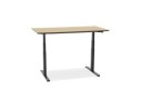 Bureau assis-debout électrique BIONIKavec plateau en bois finition naturelle et pied en métal noir - 150x70 cm
