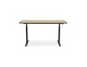 Bureau assis-debout électrique BIONIKavec plateau en bois finition naturelle et pied en métal noir - 150x70 cm