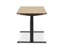 Bureau assis-debout électrique BIONIKavec plateau en bois finition naturelle et pied en métal noir - 150x70 cm