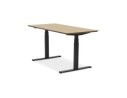 Bureau assis-debout électrique BIONIKavec plateau en bois finition naturelle et pied en métal noir - 150x70 cm