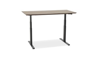 Bureau assis-debout électrique BIONIKavec plateau en bois finition Noyer et pied en métal noir - 150x70 cm