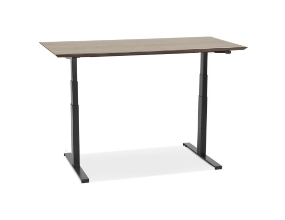 Bureau assis-debout électrique BIONIKavec plateau en bois finition Noyer et pied en métal noir - 150x70 cm