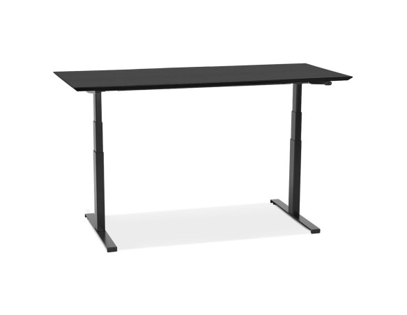 Bureau assis-debout électrique BIONIKavec plateau en bois et métal noir - 180x90 cm