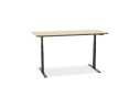 Bureau assis-debout électrique BIONIKavec plateau en bois finition naturelle et pied en métal noir - 180x90 cm