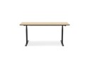 Bureau assis-debout électrique BIONIKavec plateau en bois finition naturelle et pied en métal noir - 180x90 cm