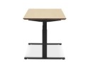 Bureau assis-debout électrique BIONIKavec plateau en bois finition naturelle et pied en métal noir - 180x90 cm