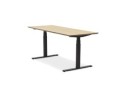 Bureau assis-debout électrique BIONIKavec plateau en bois finition naturelle et pied en métal noir - 180x90 cm
