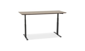 Bureau assis-debout électrique BIONIKavec plateau en bois finition Noyer et pied en métal noir - 180x90 cm