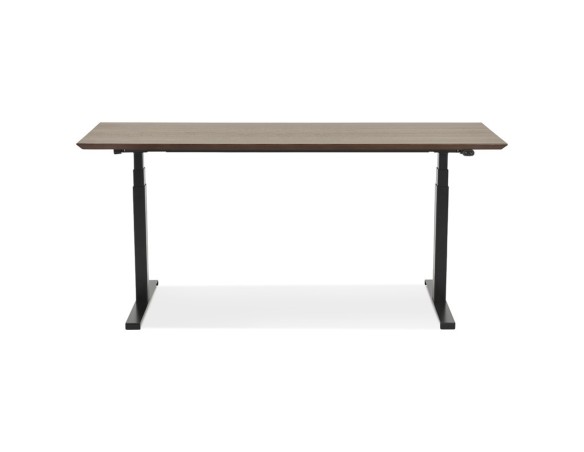 Bureau assis-debout électrique BIONIKavec plateau en bois finition Noyer et pied en métal noir - 180x90 cm