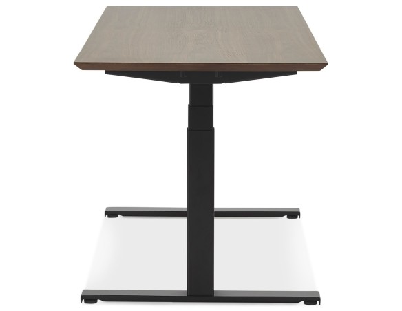 Bureau assis-debout électrique BIONIKavec plateau en bois finition Noyer et pied en métal noir - 180x90 cm