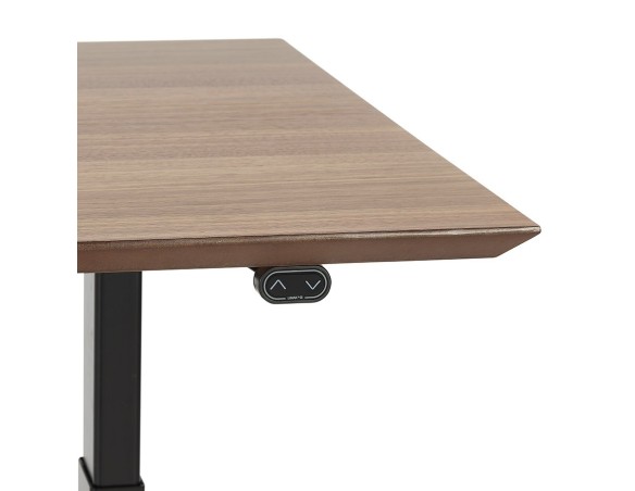 Bureau assis-debout électrique BIONIKavec plateau en bois finition Noyer et pied en métal noir - 180x90 cm