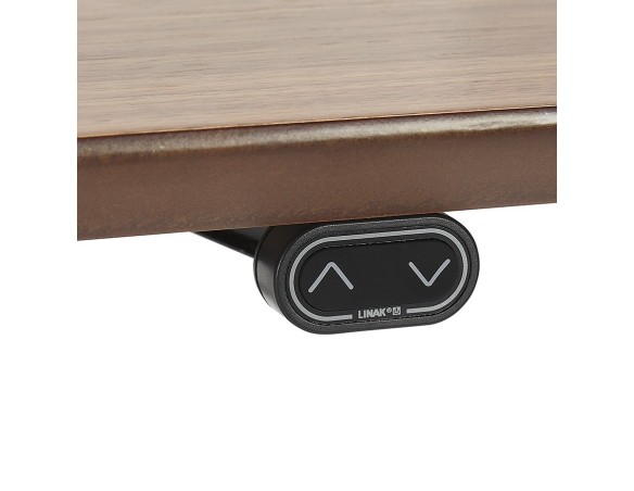 Bureau assis-debout électrique BIONIKavec plateau en bois finition Noyer et pied en métal noir - 180x90 cm