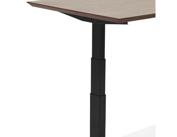 Bureau assis-debout électrique BIONIKavec plateau en bois finition Noyer et pied en métal noir - 180x90 cm