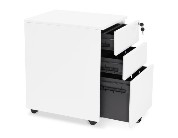 Caisson de rangement DALI blanc à tiroirs pour bureau