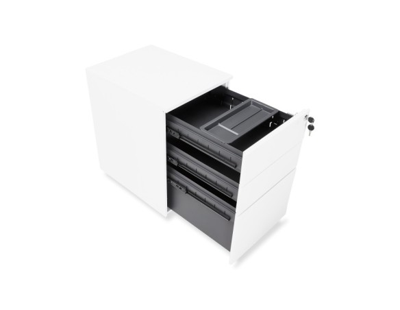 Caisson de rangement DALI blanc à tiroirs pour bureau