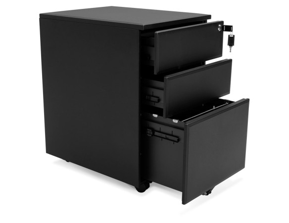 Caisson de rangement DALI noir à tiroirs pour bureau