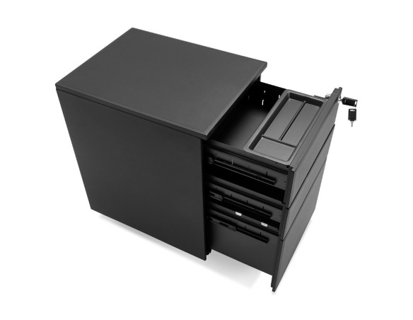 Caisson de rangement DALI noir à tiroirs pour bureau