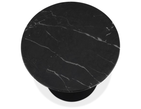 Table dappoint en marbre STONE ronde noire