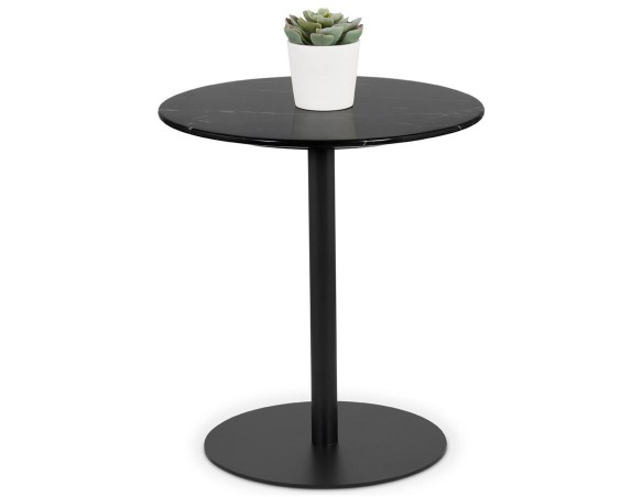 Table dappoint en marbre STONE ronde noire