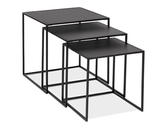 CT00850BLBL 5420072082509 Set de 3 tables gigognes emboîtables BAGGY en bois et métal noir