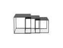 Set de 3 tables gigognes emboîtables BAGGY en bois et métal noir