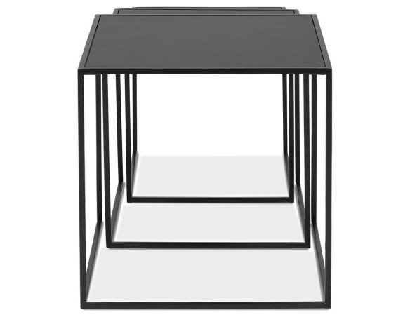 Set de 3 tables gigognes emboîtables BAGGY en bois et métal noir