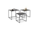 Set de 3 tables gigognes emboîtables BAGGY en bois et métal noir